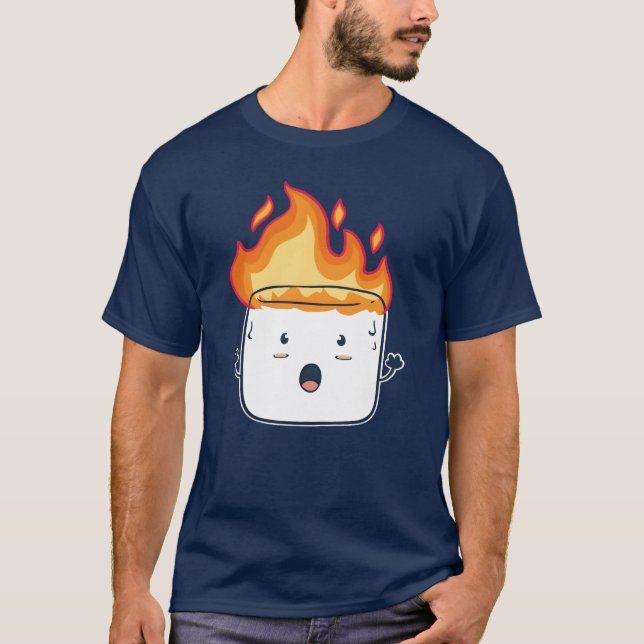 Funny Burning Marshmallow Camping Campers Gift fri T-Shirt (Front)