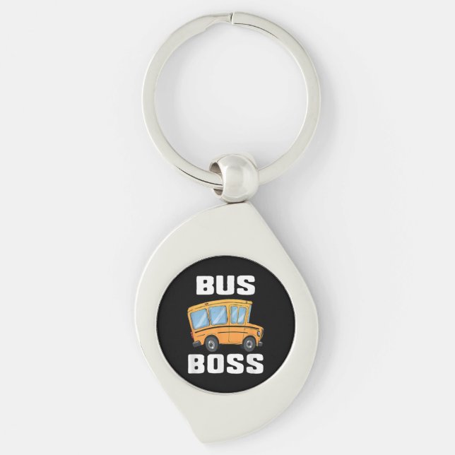 Funny Bus Boss School Bus Driver Keychain (Front)