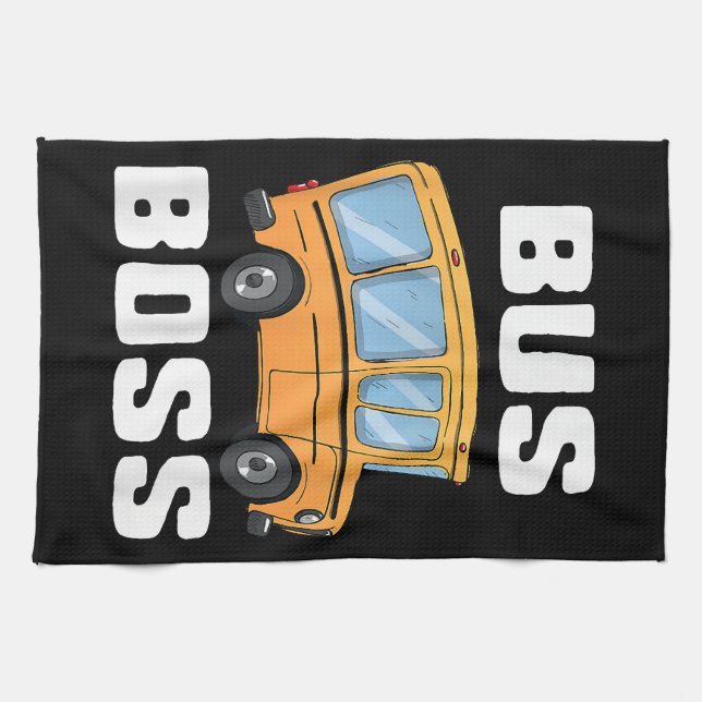 Funny Bus Boss School Bus Driver Kitchen Towel (Horizontal)