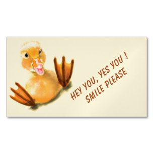 Funny Business Card Magnet and Playful Yellow Duck