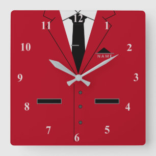 Funny Business Clock with Red Suit and Custom Name