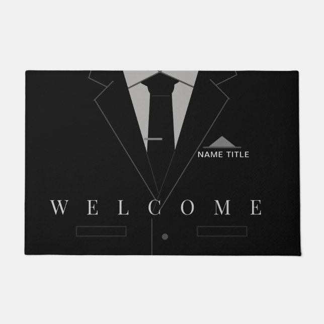 Funny Business Doormat with Custom Name Text (Front)