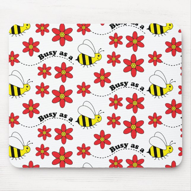 Funny Busy Little Bumble Bee Pattern Cute Mouse Pad (Front)