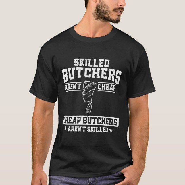 Funny Butcher Apparel Meat Trader Quote Cutting Kn T-Shirt (Front)