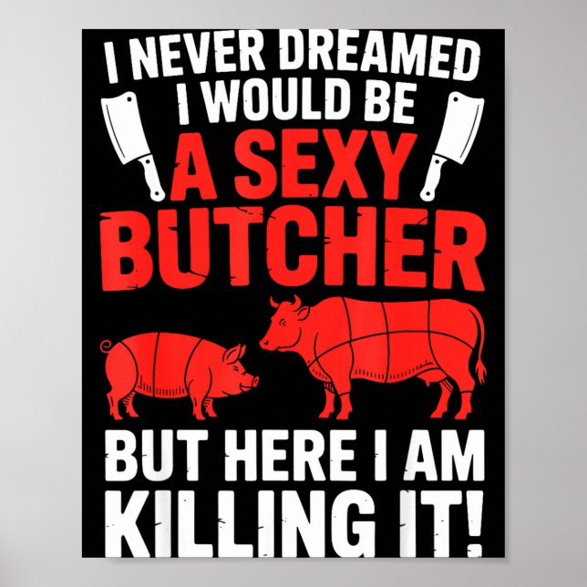 Funny Butcher Design For Men Women Butchery Meat B Poster (Front)