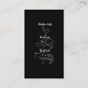 Funny Butcher Meat Chicken Pork Beef Animal Cuts Business Card