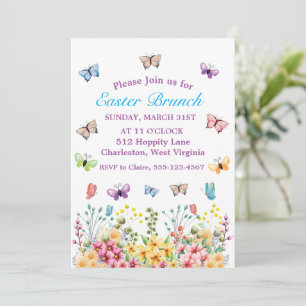 Funny Butterflies Happy Easter Day Invitation