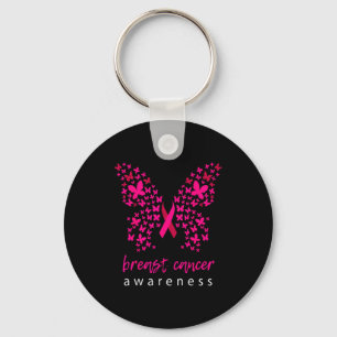 Funny Butterfly Breast Cancer Awareness Ribbon Keychain