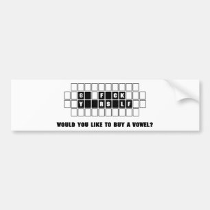 Funny buy a vowel bumper sticker