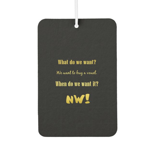 Funny Buy a Vowel — Now! Air Freshener (Front)