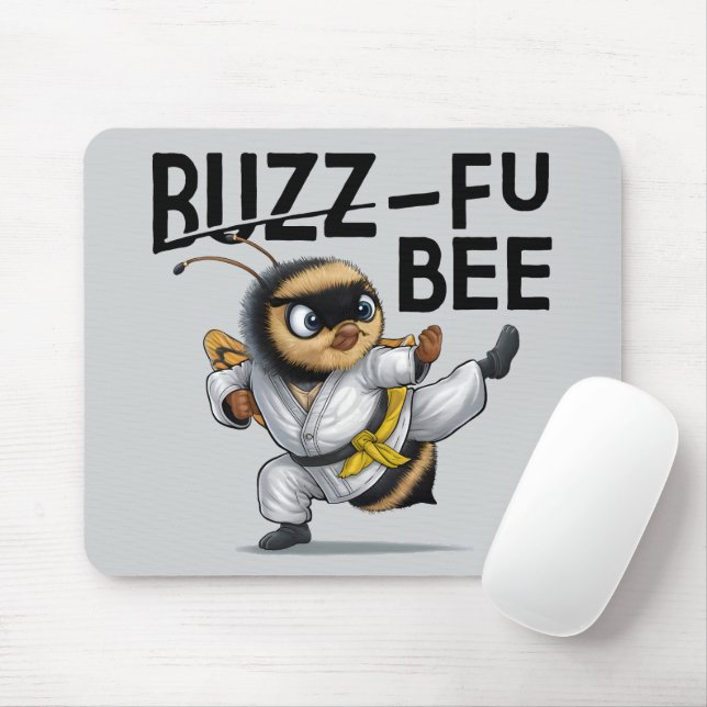 Funny Buzz-Fu Bee Martial Arts Mouse Pad (With Mouse)