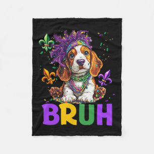 Funny Bybet Hound Dog Bruh Meme For Mardi Gras Cos Fleece Blanket