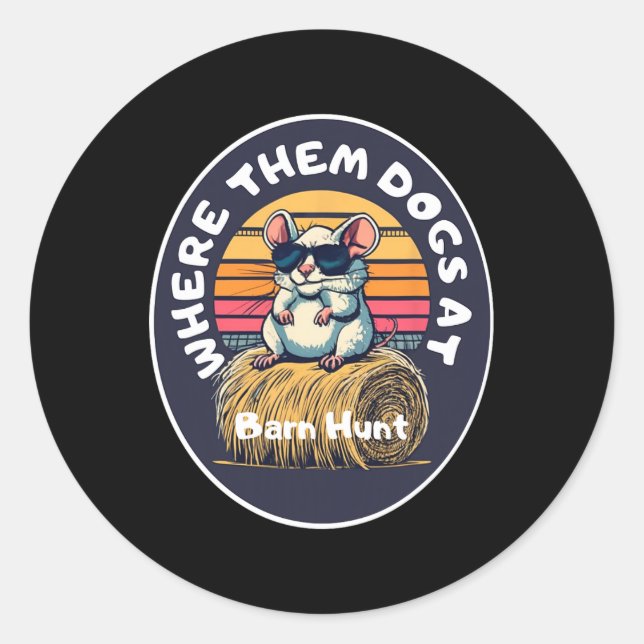 Funny Byrn Hunt - Cute Rat With Sungles Looking Fo Classic Round Sticker (Front)