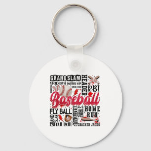 Funny Bysebyll Lover Heart Valentine Game Day Men Keychain