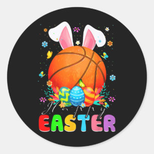 Funny Bysketbyll Byll With Bunny Ears Easter Day B Classic Round Sticker