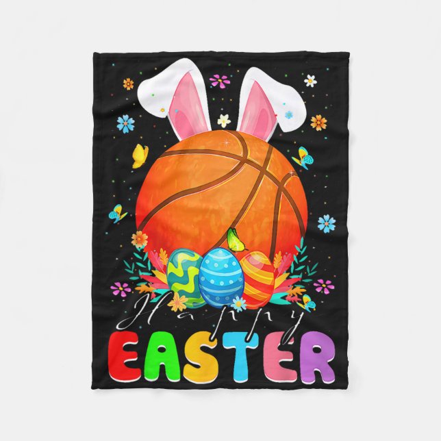 Funny Bysketbyll Byll With Bunny Ears Easter Day B Fleece Blanket (Front)