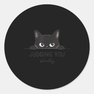 Funny Ca Judging You Silently Retro Vintage Kitty Classic Round Sticker