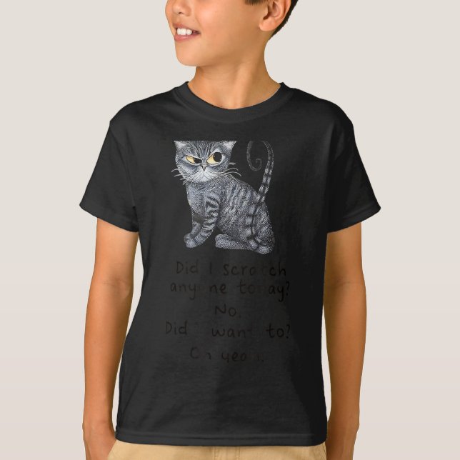 Funny Ca_ Sarcastic Cat Did I Scratched Anyone Tod T-Shirt (Front)