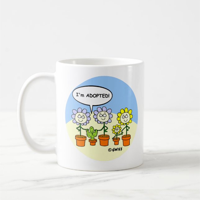 Funny Cactus and Flowers Cute Cartoon Southwest Coffee Mug (Left)