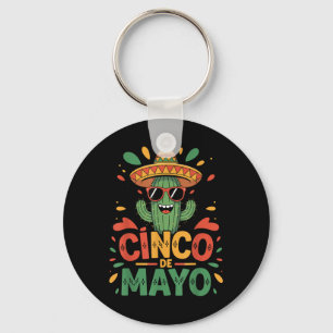 Funny Cactus And Sombrero Cinco De Mayo Cactus Som Keychain