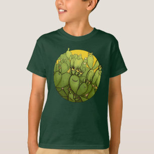 Funny Cactus Characters Cute Green Succulents Kids T-Shirt