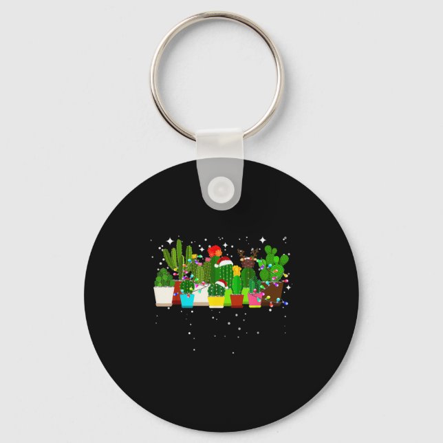 Funny Cactus Christmas Tree  Keychain (Front)