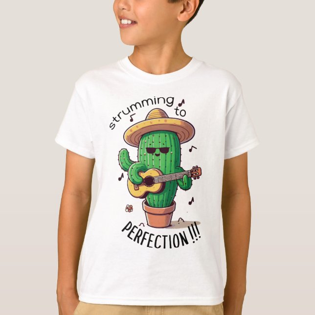 Funny Cactus Guitariste T-shirt | La force en jeu (Devant)