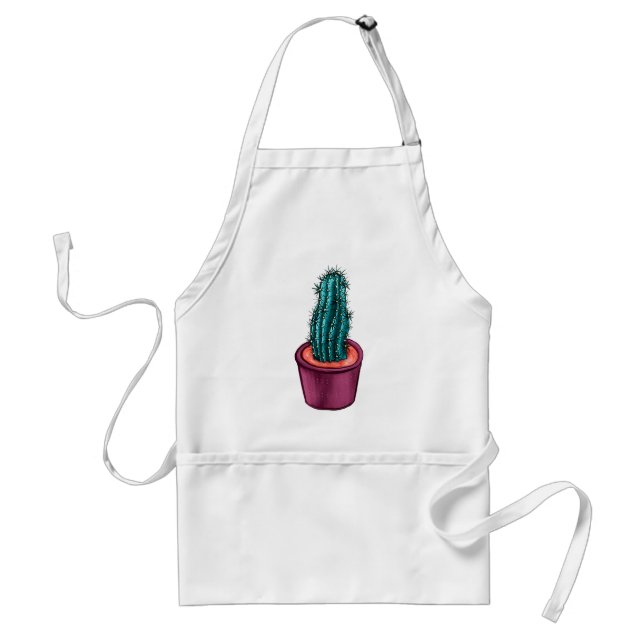 Funny Cactus In Pot Weird Trippy Psychedelic Standard Apron (Front)