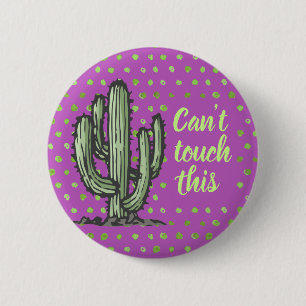 Funny Cactus Plant Hand Drawn Illustration Purple 2 Inch Round Button