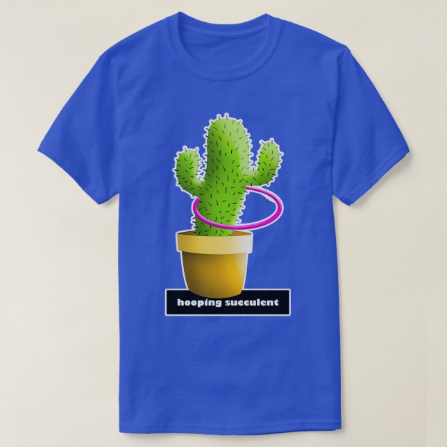 Funny cactus practicing with the hulahoop T-Shirt (Design Front)