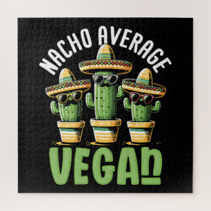 Funny Cactus Sombrero Nacho Average Vegan Jigsaw Puzzle