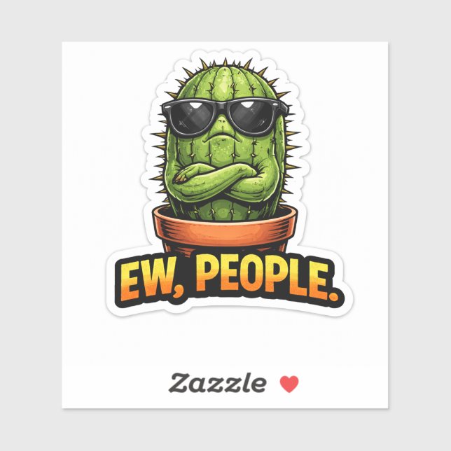 Funny Cactus Sticker Ew People Office Decor (Feuille)