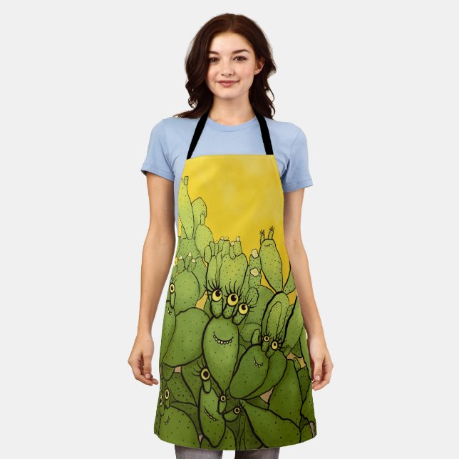Funny Cactus Succulent Gardener Plant Mom Apron (Worn)