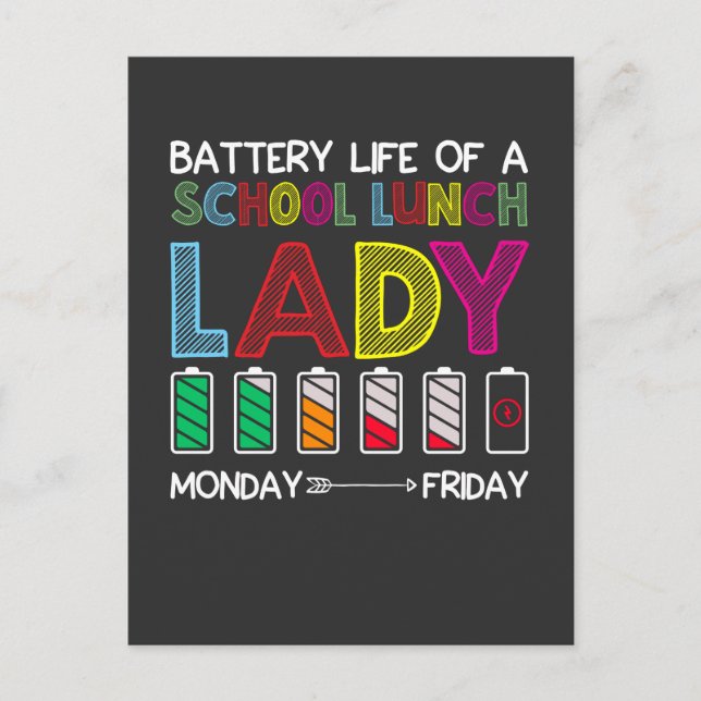 Funny Cafeteria School Lunch Lady Week Mood Humour Postcard (Front)