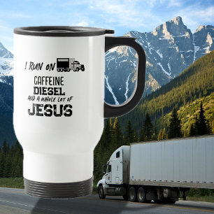 FUNNY Caffeine Diesel And Jesus Grunge Travel Mug