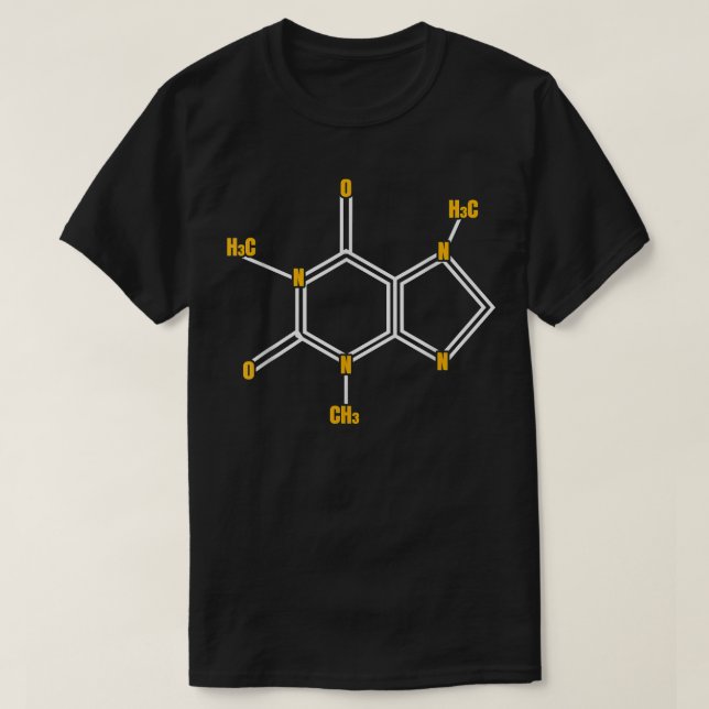 Funny Caffeine Molecule Science Themed Coffee Love T-Shirt (Design Front)