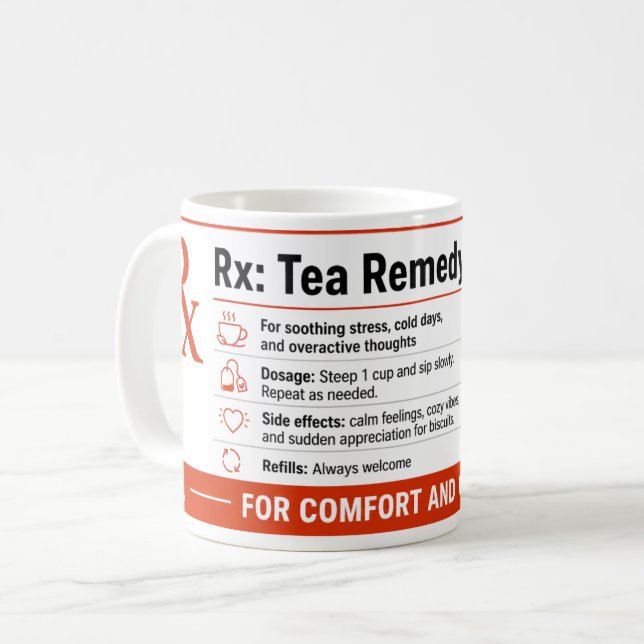 Funny Caffeine Prescription Rx Tea Coffee Mug (Front Left)