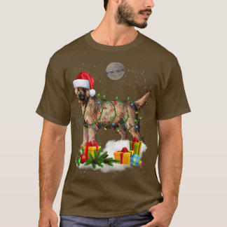 Funny Cairn Terrier Dog Christmas Lights Santa Hat T-Shirt