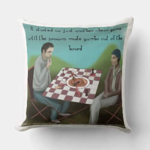 Funny Cajun Chess Large Cotton Throw Pillow