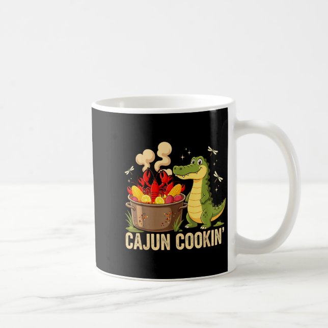 Funny Cajun Louisiana Boil Alligator Crawfish Mard Coffee Mug (Right)