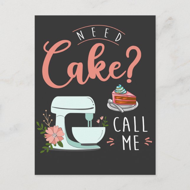 Funny Cake Baker Pastry Chef Quote Postcard (Front)