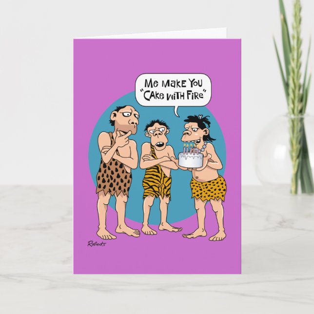 Funny “Cake with Fire” Birthday Card (Front)