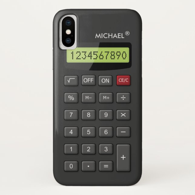 Funny Calculator Pattern Personalized Geeky Case-Mate iPhone Case (Back)