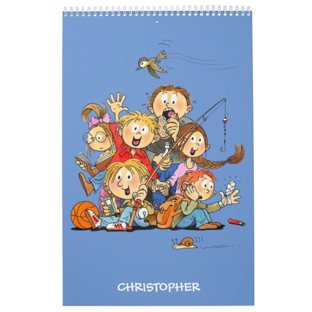 Funny Calendar For Kids Personalized Blue (Cover)