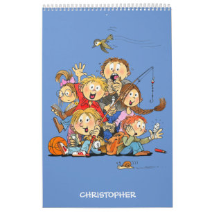 Funny Calendar For Kids Personalized Blue