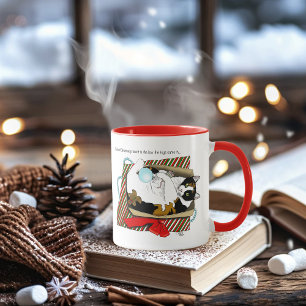 Funny Calico Cat Christmas Gift Box Mug