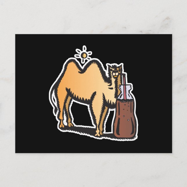 funny camel drinking soda postcard (Front)