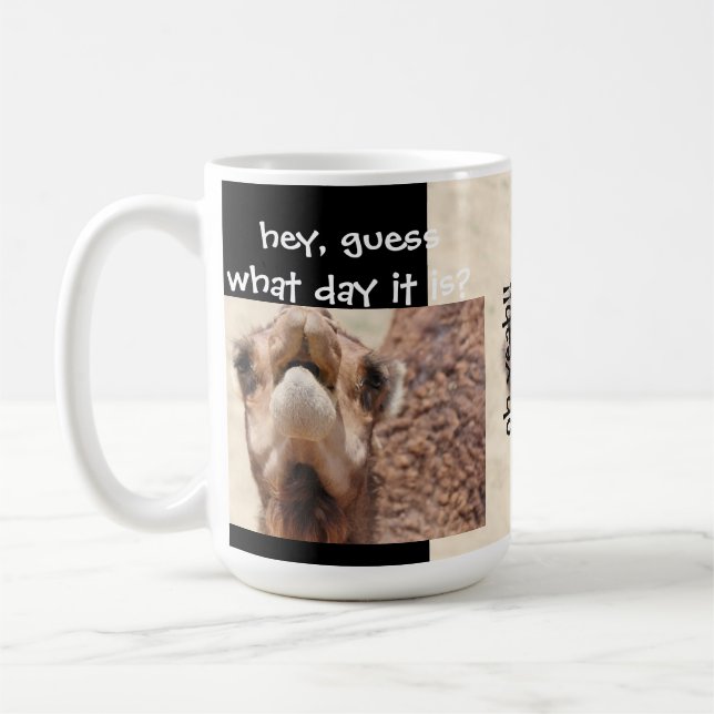 Funny Camel HUMP DAY Coffee Mug, Black & Tan Coffee Mug (Left)