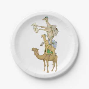 Funny camels paper plate