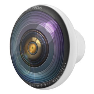 Funny Camera Lens Round Ceramic Knob